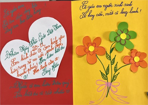Thật ý nghĩa với những tấm thiệp do chính bàn tay của các con học sinh lớp 4B làm nên và gửi tặng thầy cô giáo nhân kỉ niệm 41 năm Ngày nhà giáo Việt Nam 20/11