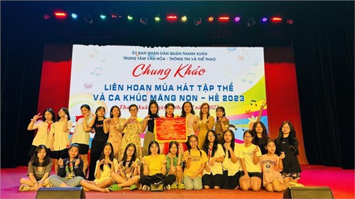 Những nghệ sĩ nhỏ trường THCS Thanh Xuân Trung toả sáng trên sân khấu lớn 
trong Liên hoan Múa hát tập thể và Ca khúc măng non thiếu nhi - Hè 2023.